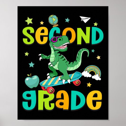 学校へ行こう！2年生になってT-Rexスケートボード ポスター (正面)
