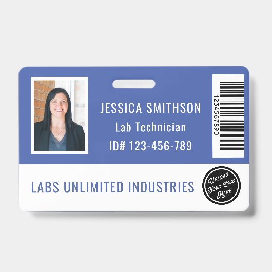 学校またはビジネスの写真IDペリウィンクルブルーバッジ バッジ (Front)