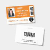 学校またはビジネスフォトIDオレンジバッジ バッジ (正面＆裏面)