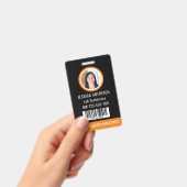 学校またはビジネスフォトIDオレンジブラック バッジ (手持ち)