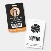 学校またはビジネスフォトIDオレンジブラック バッジ (正面＆裏面)