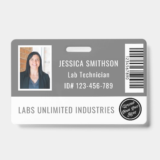 学校またはビジネスフォトIDグレーバッジ バッジ (正面)