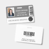 学校またはビジネスフォトIDグレーバッジ バッジ (正面＆裏面)