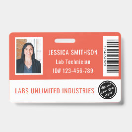学校またはビジネスフォトIDコーラルオレンジバッジ バッジ