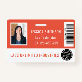 学校またはビジネスフォトIDコーラルオレンジバッジ バッジ