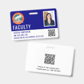 学校またはビジネスフォトIDネイビーブルーバッジ バッジ (表裏)