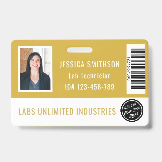 学校またはビジネスフォトIDマスタードイエローバッジ バッジ (正面)