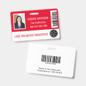 学校またはビジネスフォトID赤バッジ バッジ (正面＆裏面)