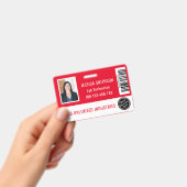学校または事業所の写真付きID 赤バッジ バッジ (手持ち)