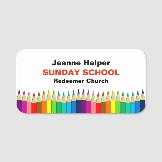 学校または教会の先生またはボランティアの名前タグ 名札 (正面)
