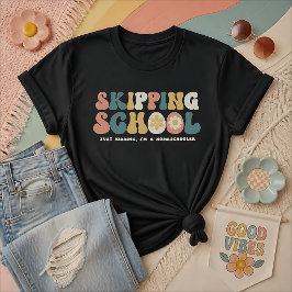 学校をサボる おもしろホームスクーリング風 レトロ Tシャツ