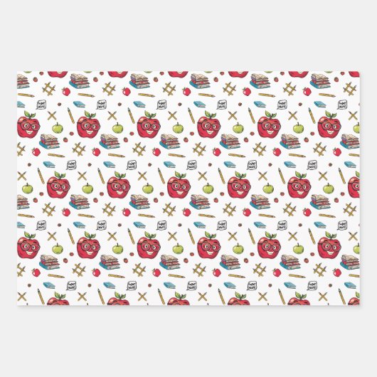 学校をテーマにした包装紙 ラッピングペーパーシート (正面)