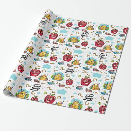 学校をテーマにした包装紙 ラッピングペーパー (アンロールド)