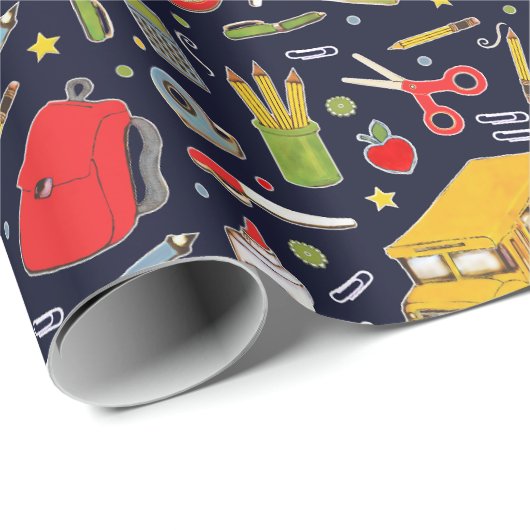 学校をテーマにした贈り物 ラッピングペーパー (ロールコーナー)