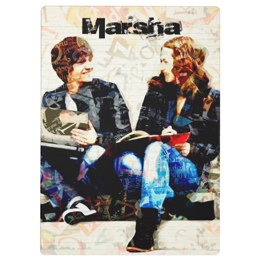 学校をテーマパーソナライズされたにした10代のコラージュのクリップボード クリップボード (裏面)