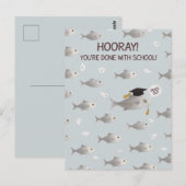 学校を卒業おめでとう 面白い魚の卒業お祝い ポストカード (正面/裏面)