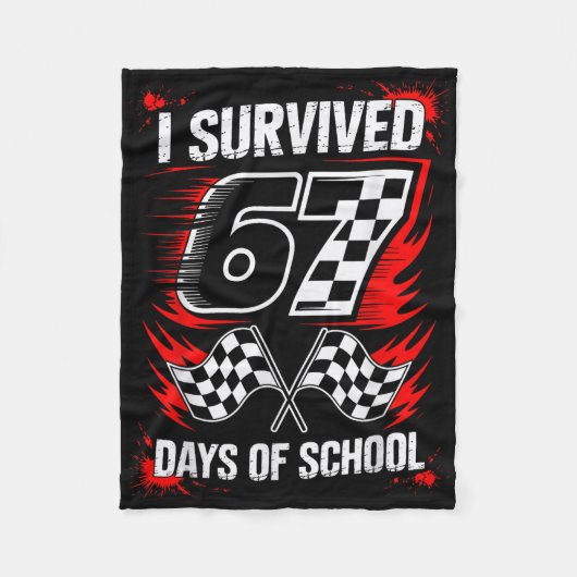 学校を67日間乗り切った67おもしろMemeレーシング フリースブランケット (正面)