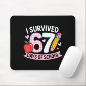 学校を67日間乗り切った!おもしろいミーム 学生 Tシャツ マウスパッド (マウス)
