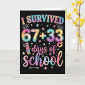 学校を67日+33日間乗り切ったぞ!楽しい6年生と7年生の先生 カード (黄色い花)
