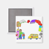 学校アイコン縁ど マグネット (正面/裏面)