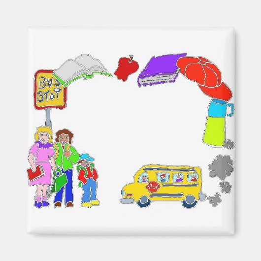 学校アイコン縁ど マグネット (正面)