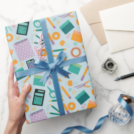 学校アイテムパターン ラッピングペーパー