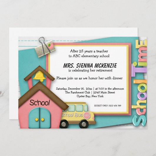 学校イベント 招待状 (正面/裏面)