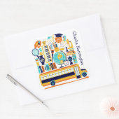 学校イラストシール スクエアシール (封筒)