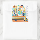 学校イラストシール スクエアシール (バッグ)