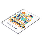 学校イラストレーション名前をカスタムする手帳 ノートブック (左側)