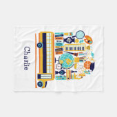 学校イラスト名前をカスタムするフリースブランケット フリースブランケット (正面(横))