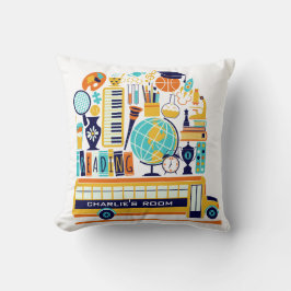 学校イラスト名前をカスタムする装飾用クッション クッション