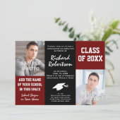 学校オリジナルカラーの卒業おめでとうカード 招待状 (スタンド正面)