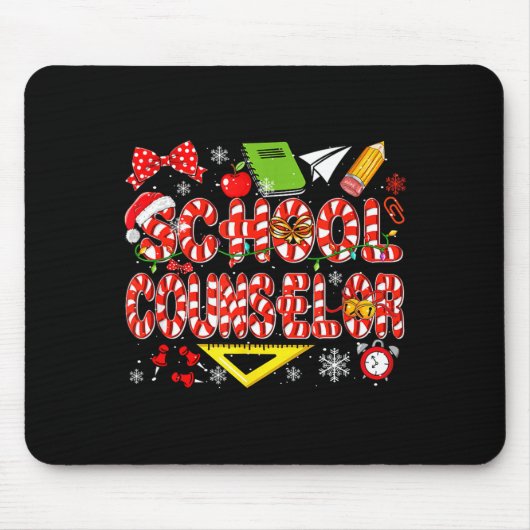 学校カウンセラー クリスマス キャンディーキャン 愛好者 面白い マウスパッド (正面)