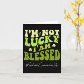 学校カウンセラー 私は運がいいわけじゃない。神に恵まれているんだよ セントパトリックデー カード (黄色い花)