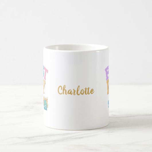 学校カラフルの最初の日のパーソナライズされたマグカップ コーヒーマグカップ (中央)