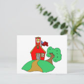 学校カラフルスケッチ ポストカード (スタンド正面)