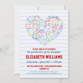 学校カラフルハート卒業招待状 招待状 (正面)