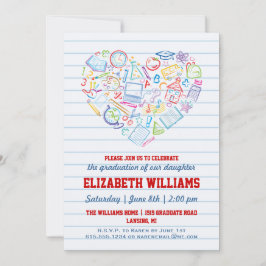 学校カラフルハート卒業招待状 招待状