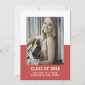 学校カラーブロック卒業招待状 | 赤 招待状 (正面)