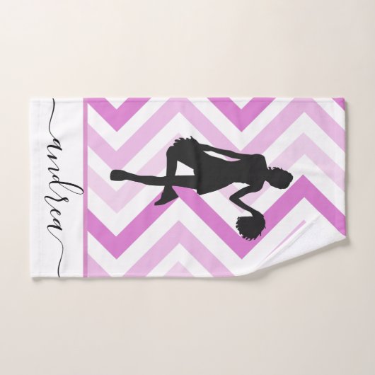 学校ガーリー応援ピンクデザインチアリーダーの名前 ハンドタオル (ハンドタオル)
