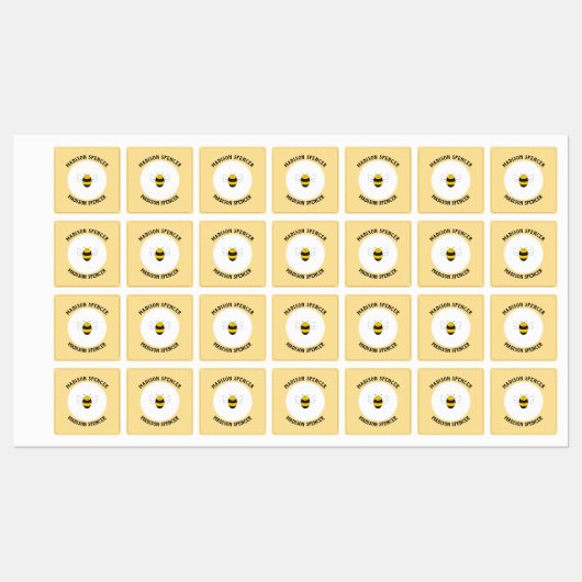 学校キャンプ保育園のビーネームのアイロン ラベル (シート)