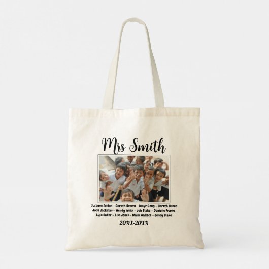 学校クラスの写真感謝していあなたの先生ギフト トートバッグ (裏面)