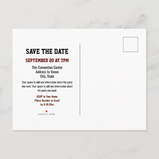 学校クラス懇親会日付の保存 案内ポストカード (裏面)