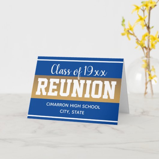 学校クラス懇親会日付を保存ブルーカード カード (黄色い花)