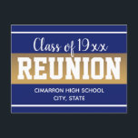 学校クラス懇親会日付を青で保存 案内ポストカード<br><div class="desc">高校やクラスの懇親会はがきを保存する。おもしろいの青いグラデーション帯はっきりしたと白い文字すべての文字はカスタマイズ可能で、独自のパーティーニーズに合わせて変更できる。クラスのバナーも私の店で見つけることができる。</div>