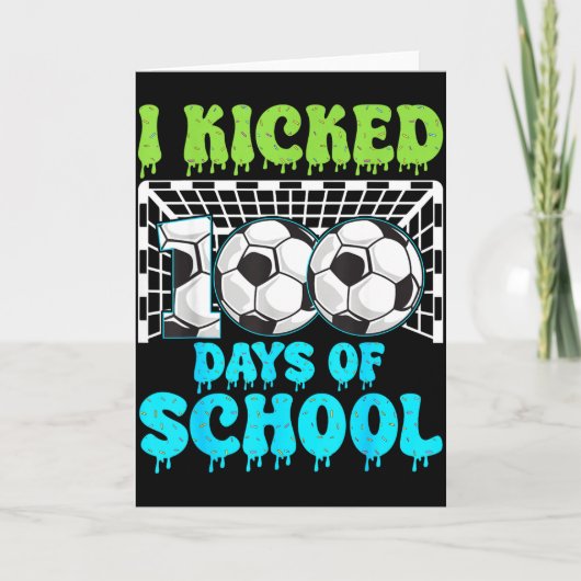 学校サッカー100日間休んだよ おもしろい男子小学生 カード (正面)