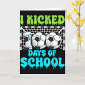 学校サッカー100日間休んだよ おもしろい男子小学生 カード (黄色い花)