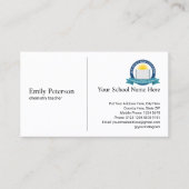 学校シンプルロゴとQRコード付き先生ホワイト画像 名刺 (正面)