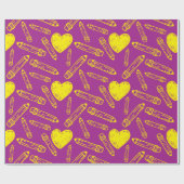 学校シームレスラッピング紙とハート鉛筆 ラッピングペーパー (フラット)